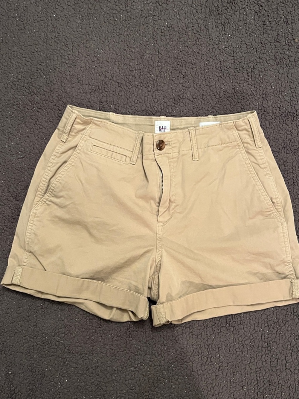 GAP Women's Tan Roll-Up Cotton Bermuda Shorts